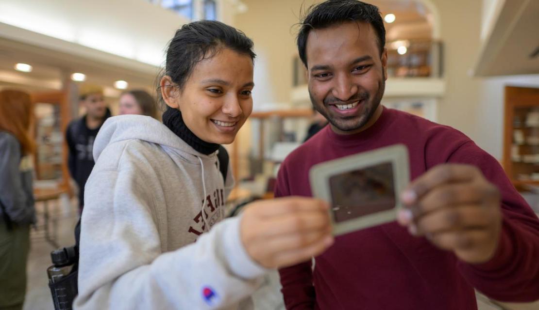 two international students at the Springfield College Museum